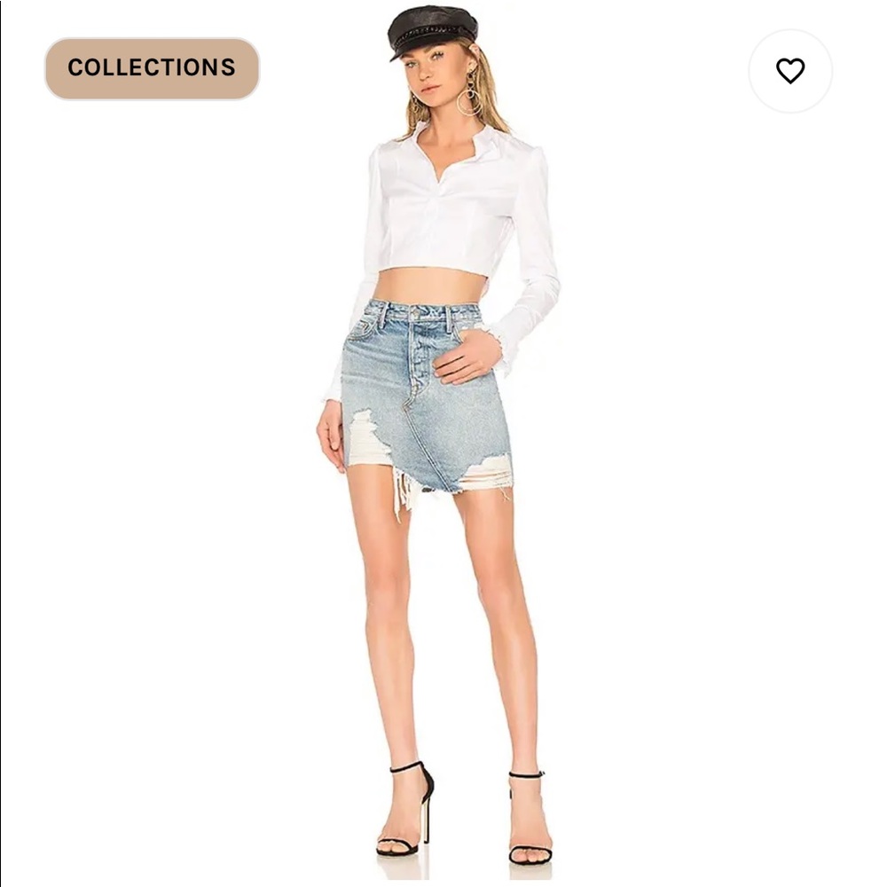 GRLFRND Rhoda High Low Mini Skirt in Lava Bed
